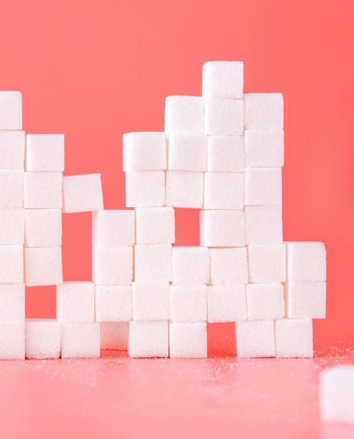 Close-up of sugar cubes in a decorative arrangement